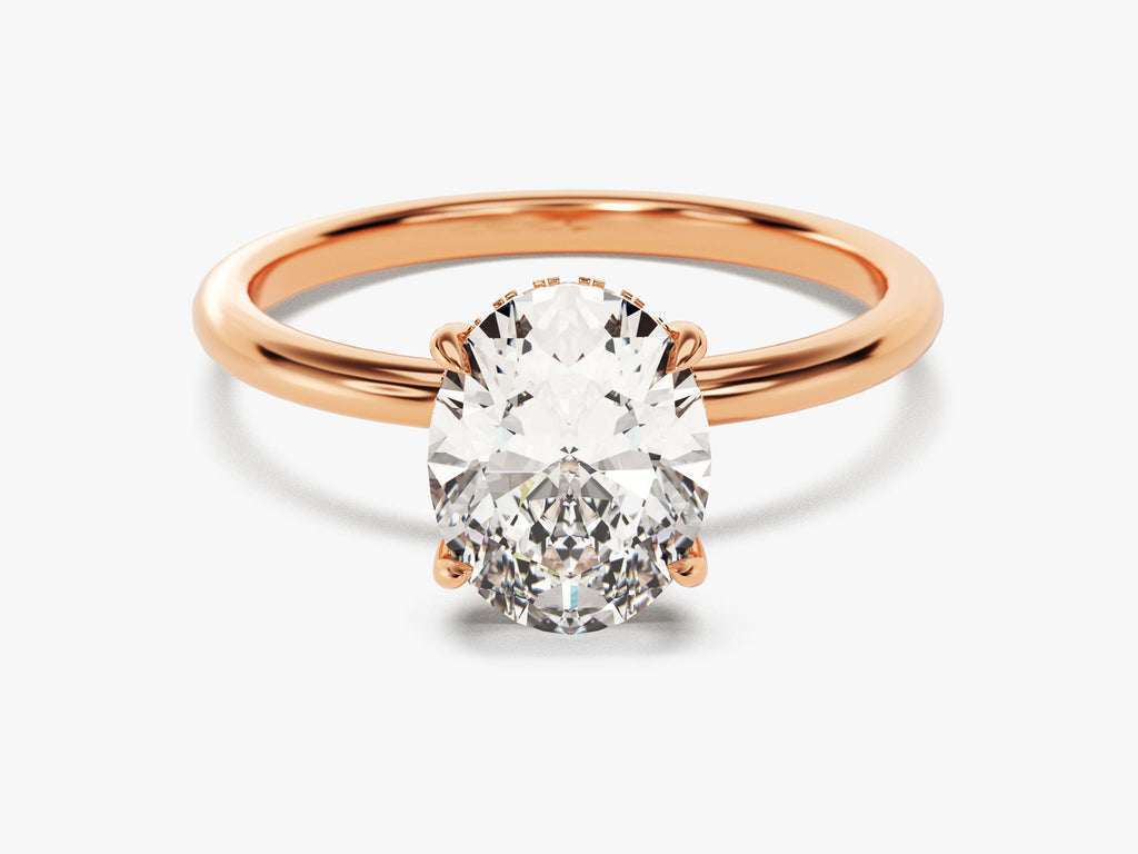2.0CT Hidden Halo Oval Lab Grown Diamond Engagement Ring For Women