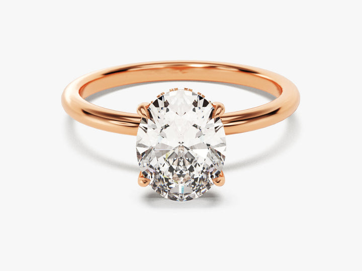 2.0CT Hidden Halo Oval Lab Grown Diamond Engagement Ring For Women