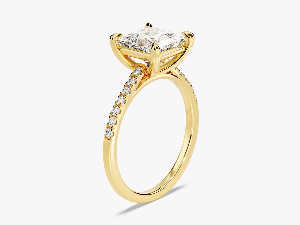 2.0CT Princess Cut Pave Lab Grown Diamond Engagement Ring For Her