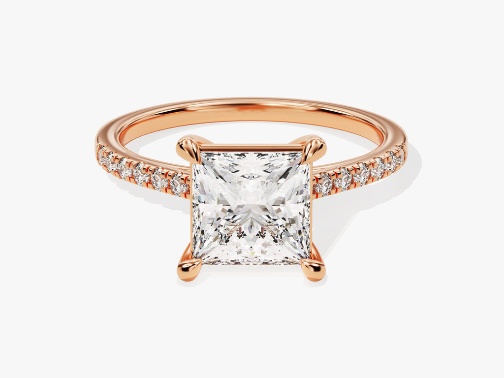 2.0CT Princess Cut Pave Lab Grown Diamond Engagement Ring For Her