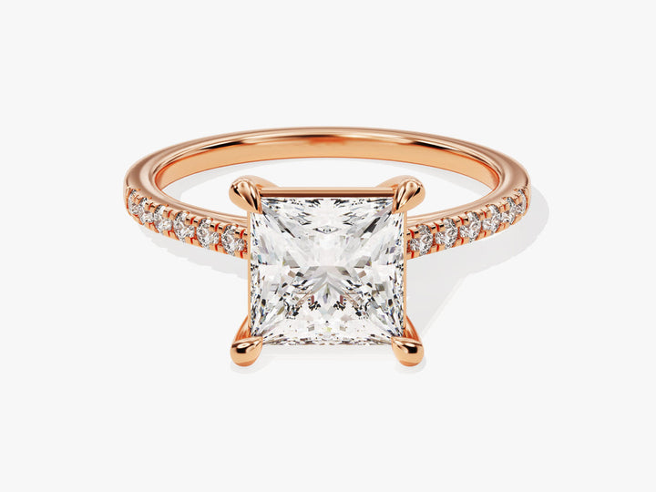 2.0CT Princess Cut Pave Lab Grown Diamond Engagement Ring For Her