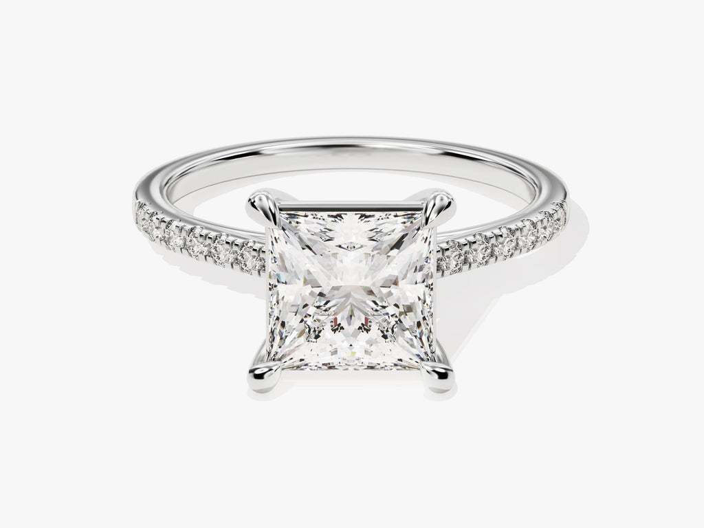 2.0CT Princess Cut Pave Lab Grown Diamond Engagement Ring For Her