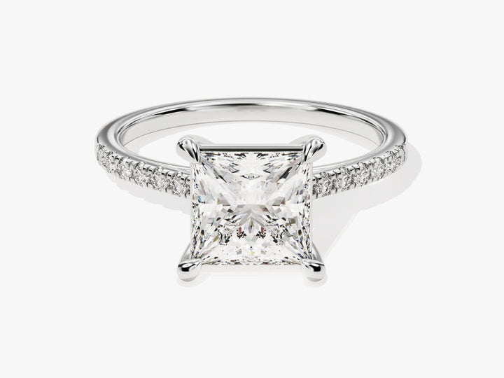 2.0CT Princess Cut Pave Lab Grown Diamond Engagement Ring For Her