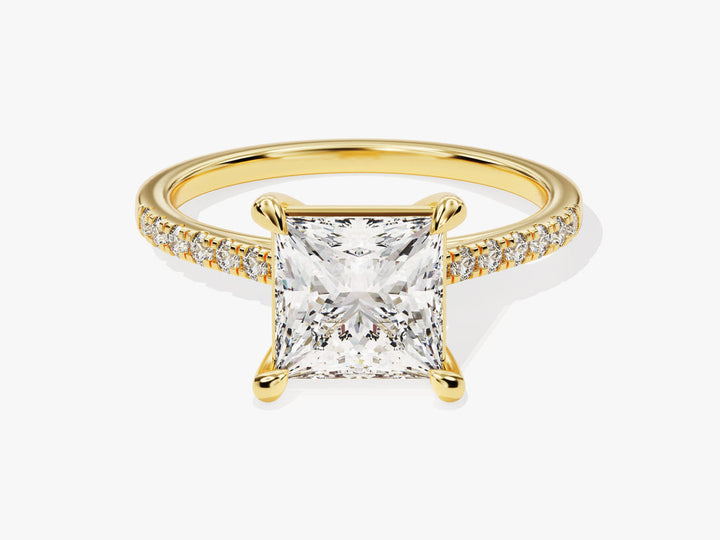 2.0CT Princess Cut Pave Lab Grown Diamond Engagement Ring For Her