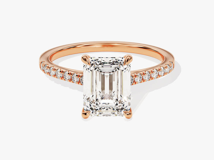 2.0CT Emerald Lab Grown Diamond Pave Engagement Ring For Women