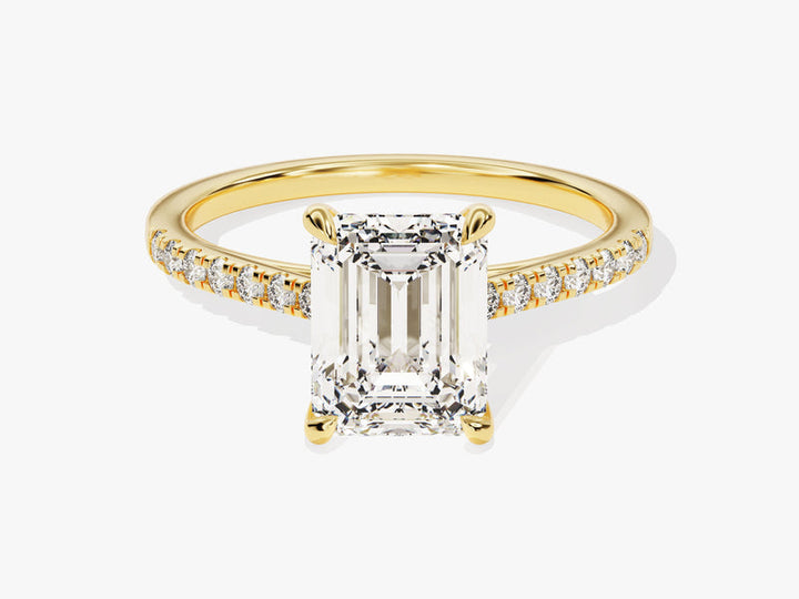 2.0CT Emerald Lab Grown Diamond Pave Engagement Ring For Women