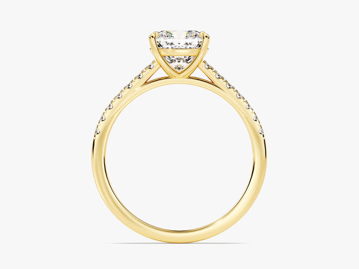 2.0CT Cushion Lab Grown Diamond Pave Engagement Ring For Women