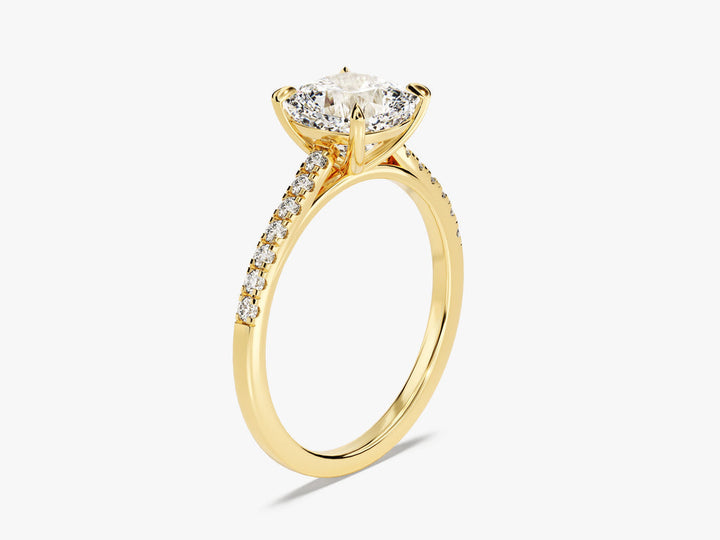 2.0CT Cushion Lab Grown Diamond Pave Engagement Ring For Women