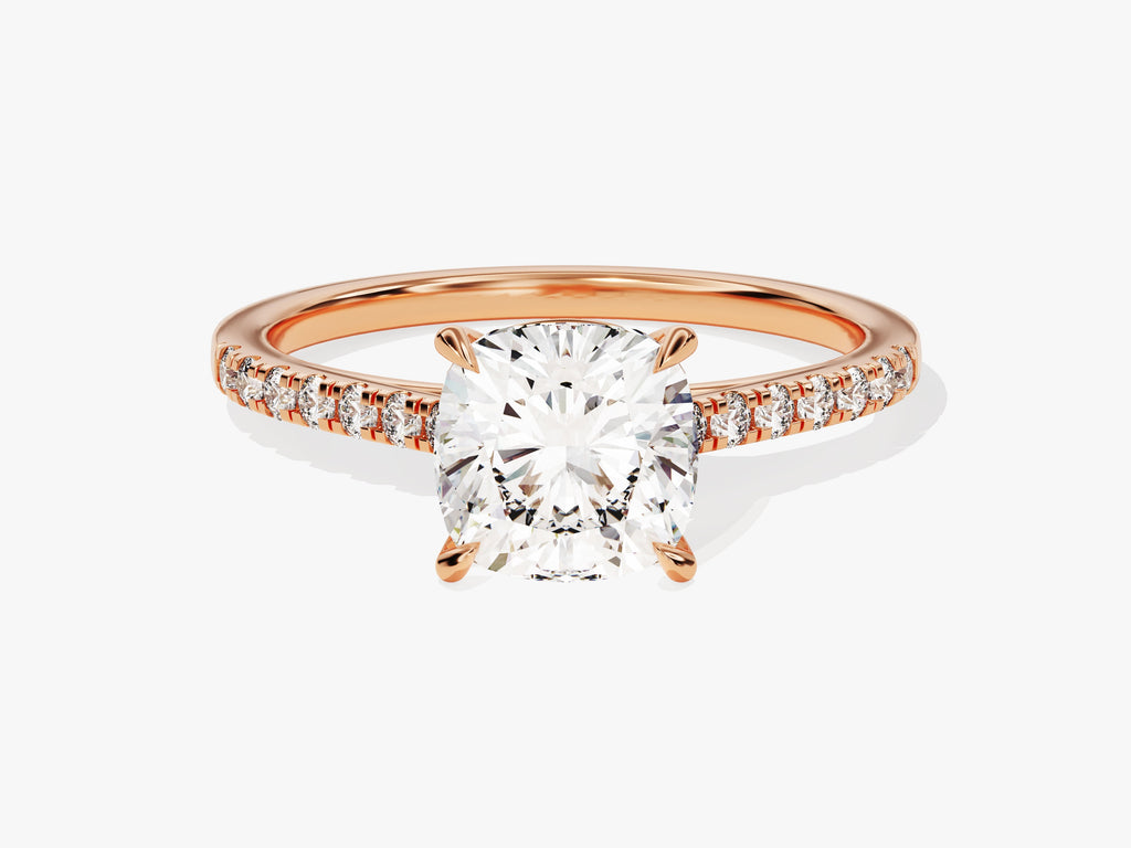 2.0CT Cushion Lab Grown Diamond Pave Engagement Ring For Women