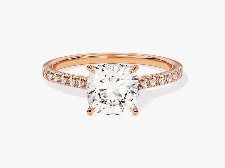 2.0CT Cushion Lab Grown Diamond Pave Engagement Ring For Women