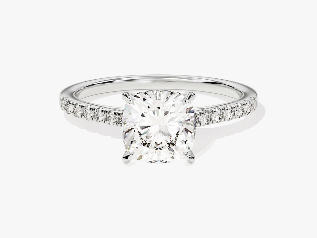 2.0CT Cushion Lab Grown Diamond Pave Engagement Ring For Women