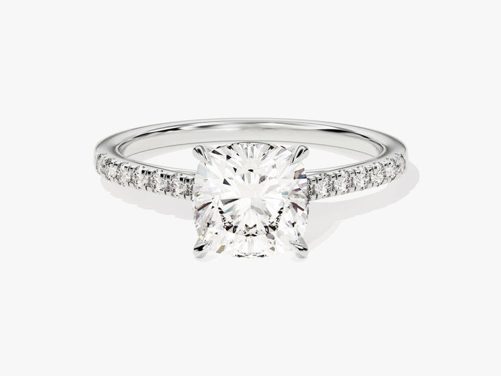 2.0CT Cushion Lab Grown Diamond Pave Engagement Ring For Women