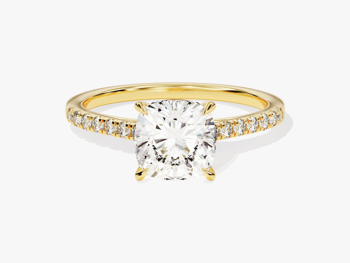 2.0CT Cushion Lab Grown Diamond Pave Engagement Ring For Women