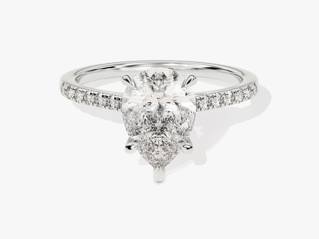 2.0CT Pear Cut Pave Lab Grown Diamond Engagement Ring For Her