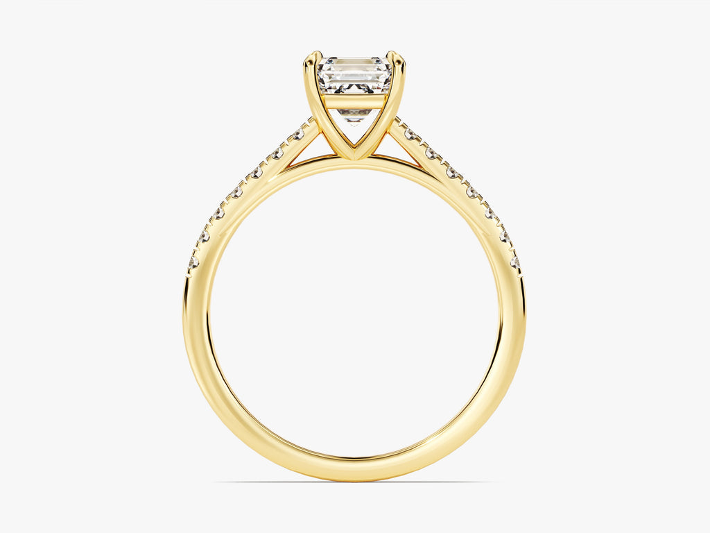 1.0CT Asscher Cut Pave Lab Grown Diamond Engagement Ring Minimalist Engagement Ring