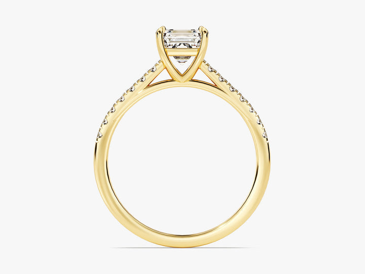 1.0CT Asscher Cut Pave Lab Grown Diamond Engagement Ring Minimalist Engagement Ring