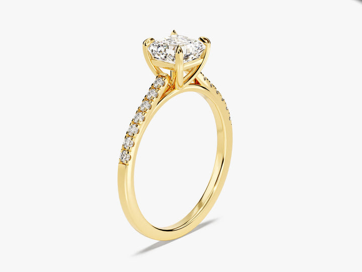 1.0CT Asscher Cut Pave Lab Grown Diamond Engagement Ring Minimalist Engagement Ring