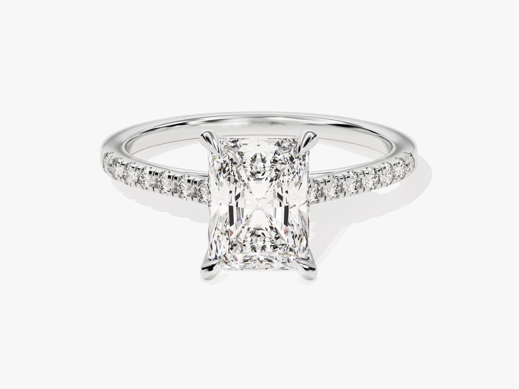 2.0CT Radiant Lab Grown Diamond Pave Engagement Ring Minimalist Wedding Ring