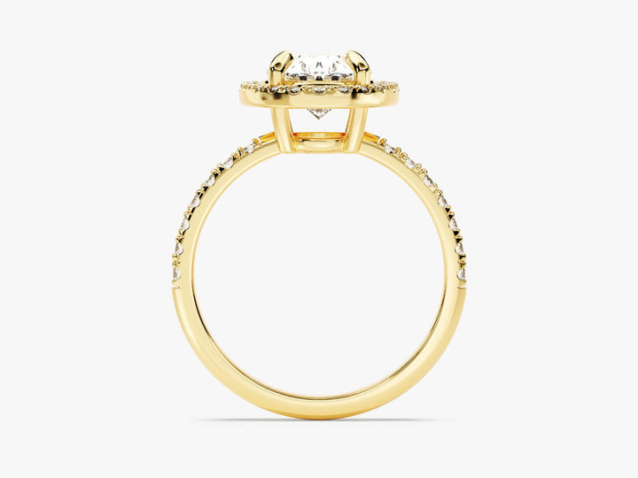 2.0CT Oval Cut Halo Lab Grown Diamond Pave Engagement Ring For Her