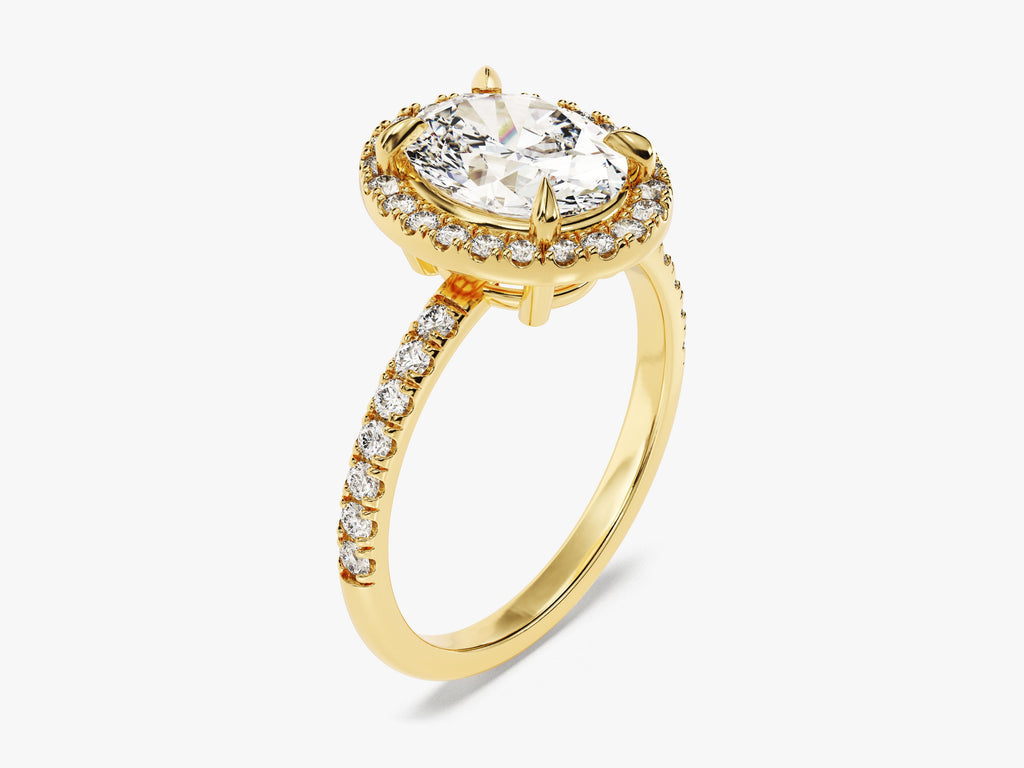 2.0CT Oval Cut Halo Lab Grown Diamond Pave Engagement Ring For Her