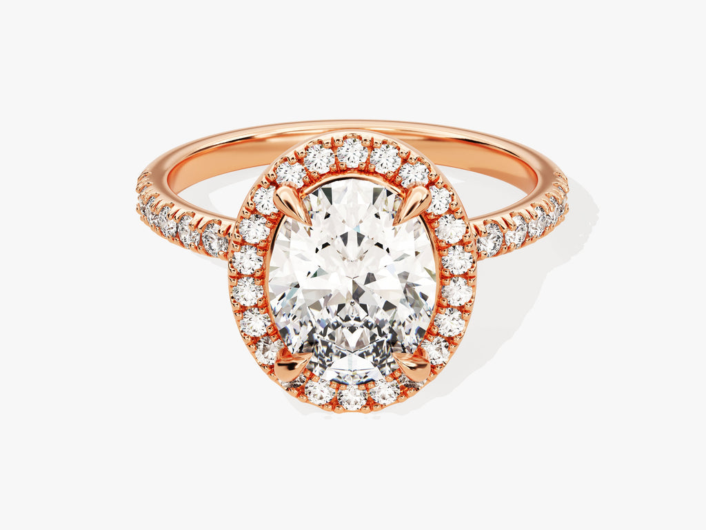 2.0CT Oval Cut Halo Lab Grown Diamond Pave Engagement Ring For Her
