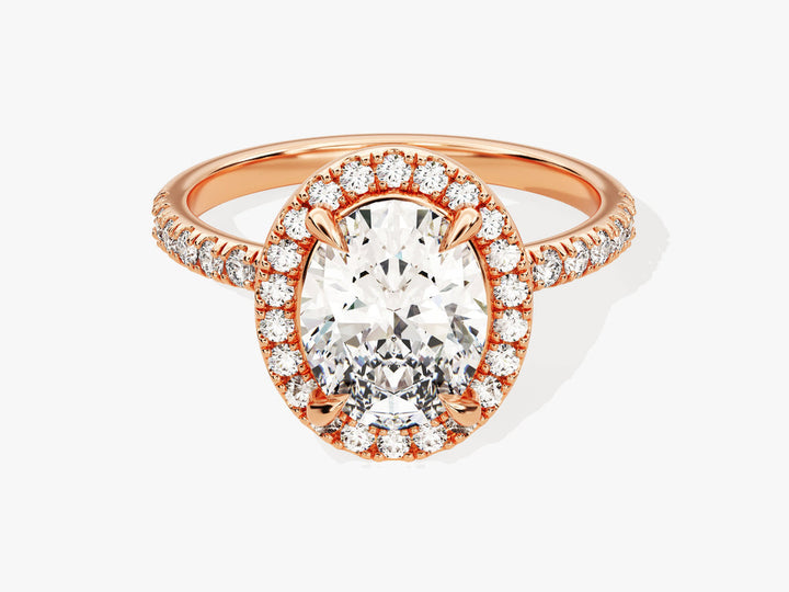 2.0CT Oval Cut Halo Lab Grown Diamond Pave Engagement Ring For Her