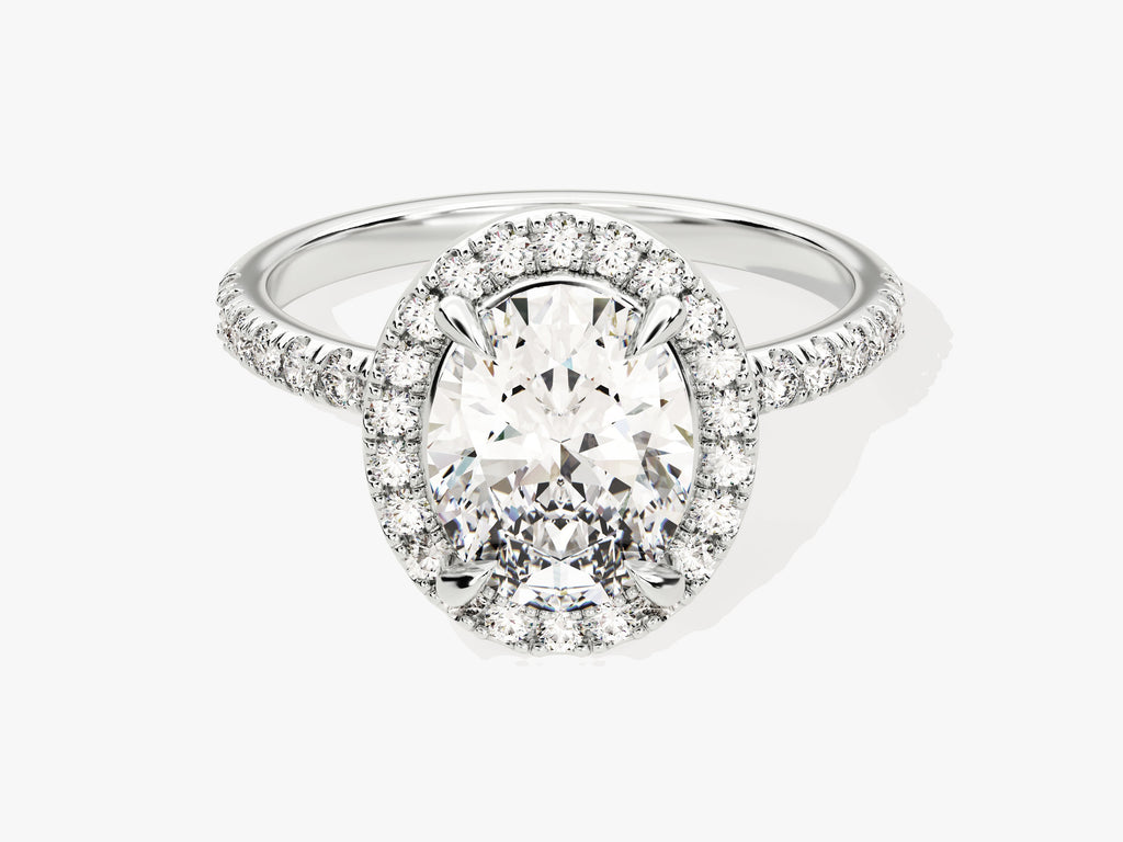 2.0CT Oval Cut Halo Lab Grown Diamond Pave Engagement Ring For Her