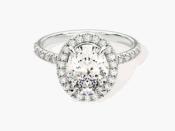 2.0CT Oval Cut Halo Lab Grown Diamond Pave Engagement Ring For Her