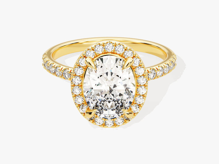2.0CT Oval Cut Halo Lab Grown Diamond Pave Engagement Ring For Her
