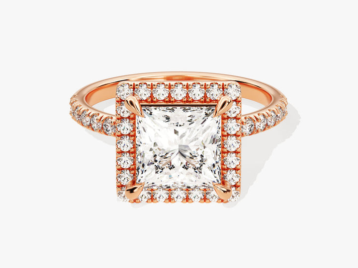 2.0CT Princess Halo Lab Grown Diamond Pave Engagement Ring For Women