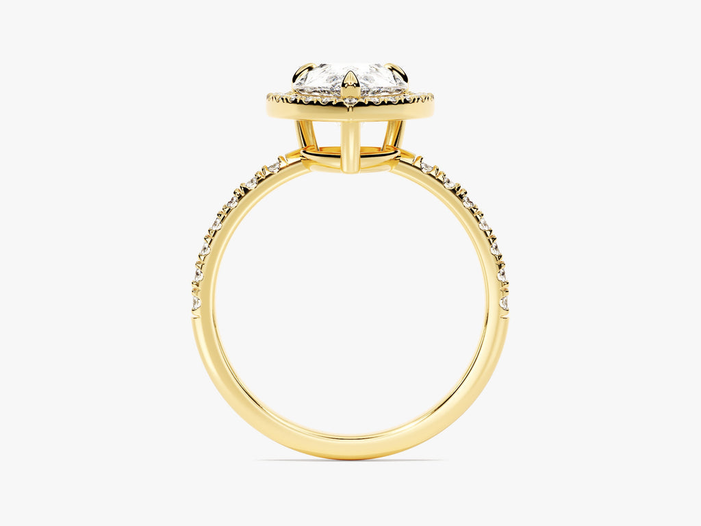 2.0CT Pear Cut Halo Lab Grown Diamond Pave Engagement Ring For Her