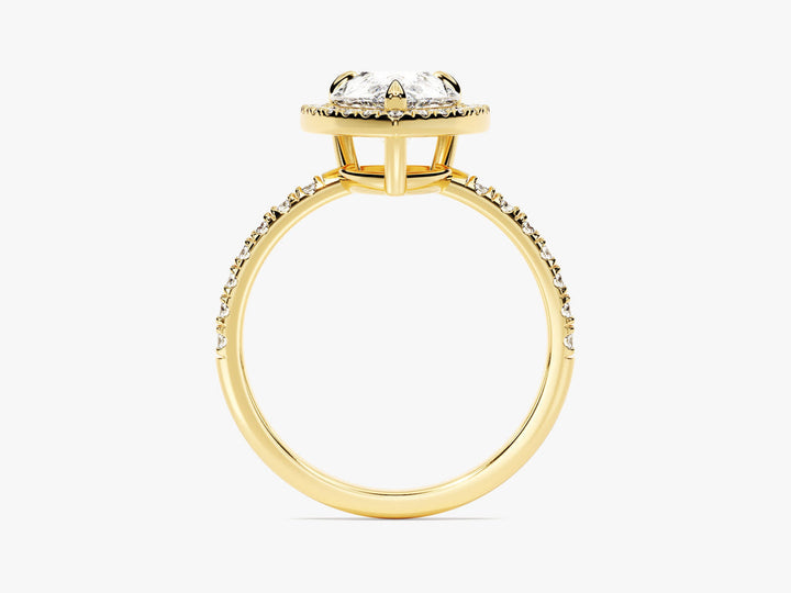 2.0CT Pear Cut Halo Lab Grown Diamond Pave Engagement Ring For Her