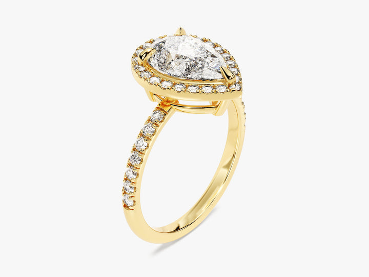 2.0CT Pear Cut Halo Lab Grown Diamond Pave Engagement Ring For Her
