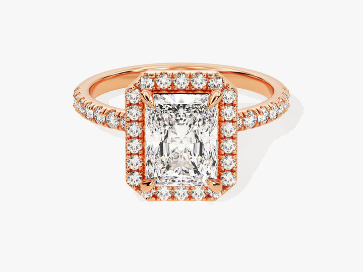 2.0CT Radiant Cut Pave Lab Grown Diamond Halo Engagement Ring For Women