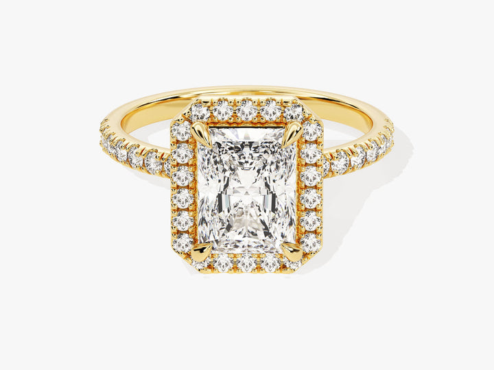 2.0CT Radiant Cut Pave Lab Grown Diamond Halo Engagement Ring For Women
