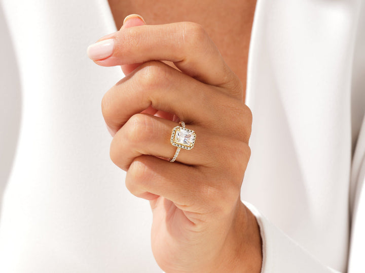 2.0CT Radiant Cut Pave Lab Grown Diamond Halo Engagement Ring For Women