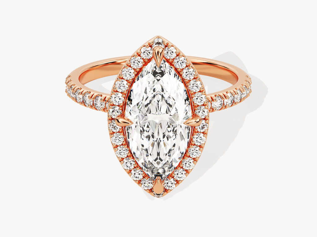 2.0CT Marquise Cut Halo Diamond Lab Grown Pave Engagement Ring For Her