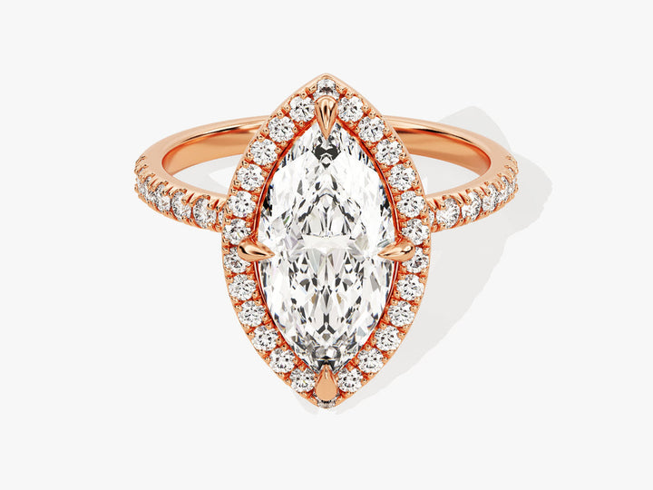 2.0CT Marquise Cut Halo Diamond Lab Grown Pave Engagement Ring For Her