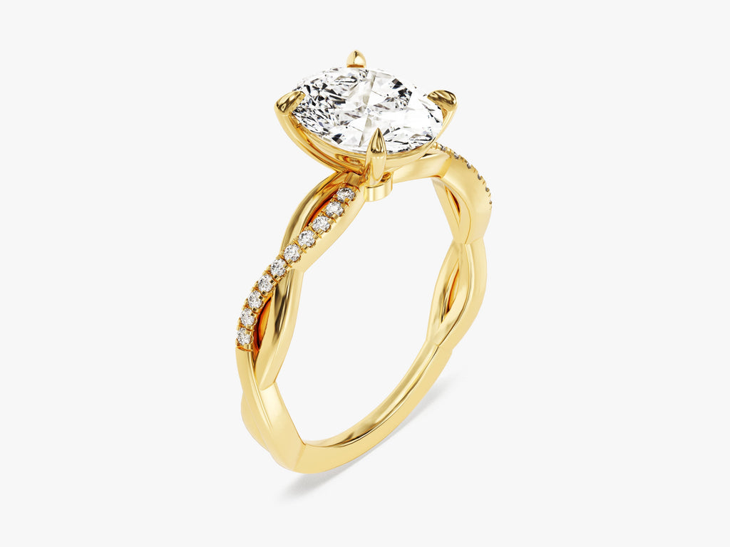 2.0CT Oval Cut Twisted Lab Grown Diamond Pave Engagement Ring For Her