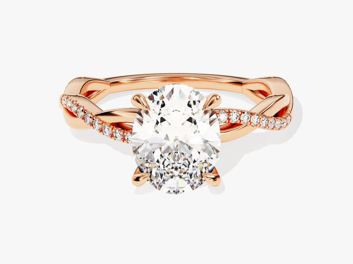 2.0CT Oval Cut Twisted Lab Grown Diamond Pave Engagement Ring For Her