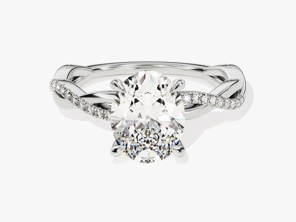 2.0CT Oval Cut Twisted Lab Grown Diamond Pave Engagement Ring For Her