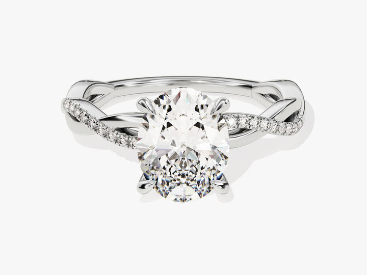 2.0CT Oval Cut Twisted Lab Grown Diamond Pave Engagement Ring For Her