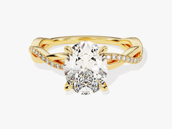 2.0CT Oval Cut Twisted Lab Grown Diamond Pave Engagement Ring For Her