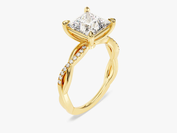 2.0CT Princess Twisted Lab Grown Diamond Pave Engagement Ring For Women