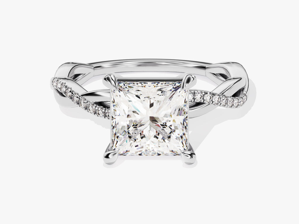 2.0CT Princess Twisted Lab Grown Diamond Pave Engagement Ring For Women