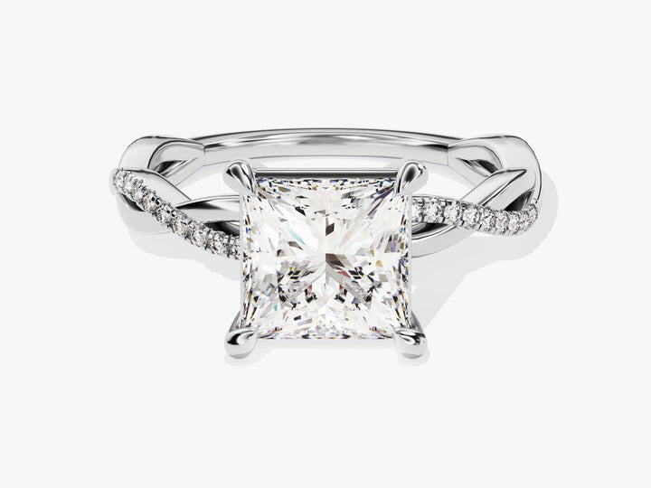 2.0CT Princess Twisted Lab Grown Diamond Pave Engagement Ring For Women