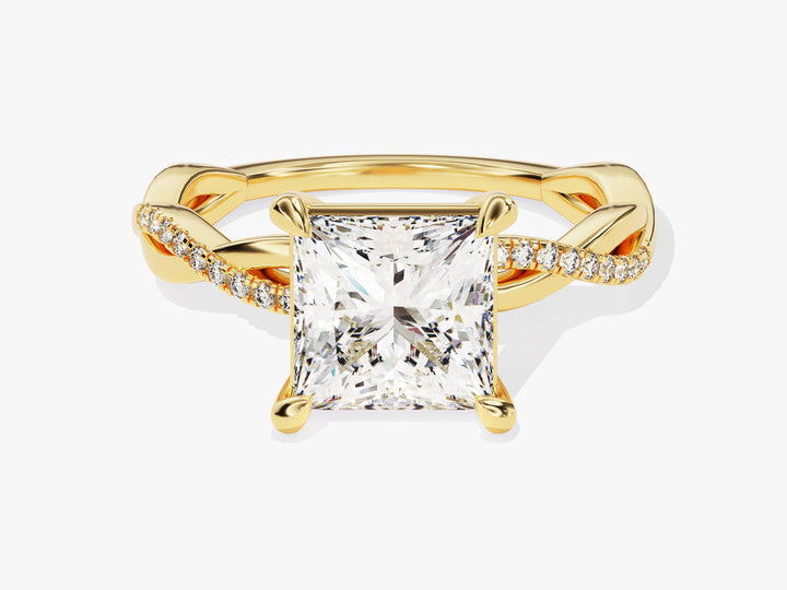 2.0CT Princess Twisted Lab Grown Diamond Pave Engagement Ring For Women