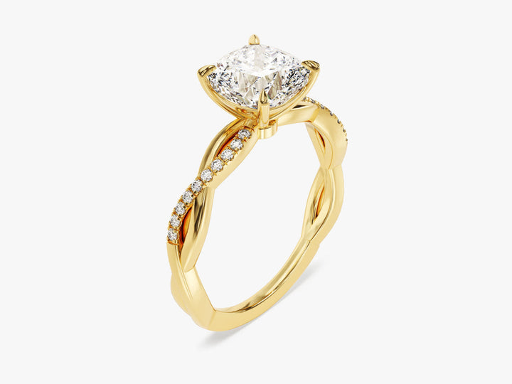 2.0CT Cushion Cut Twisted Lab Grown Diamond Engagement Ring For Her