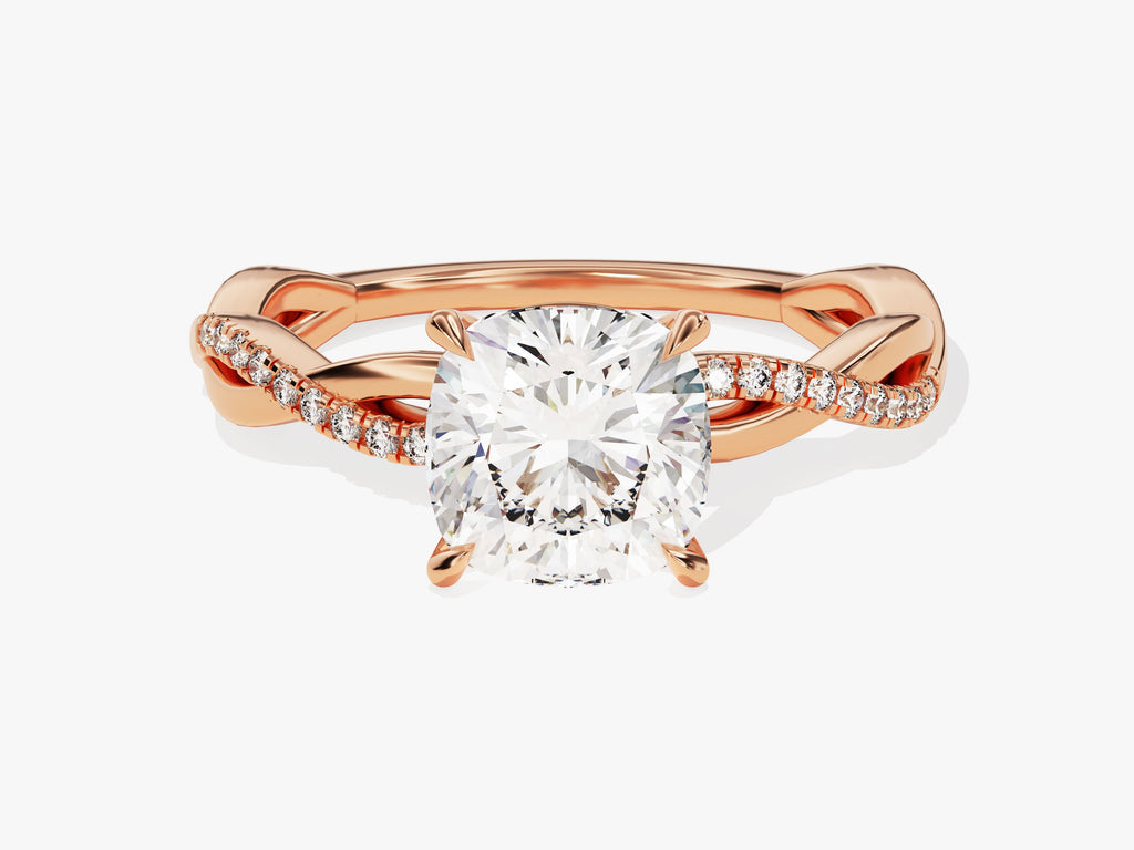 2.0CT Cushion Cut Twisted Lab Grown Diamond Engagement Ring For Her