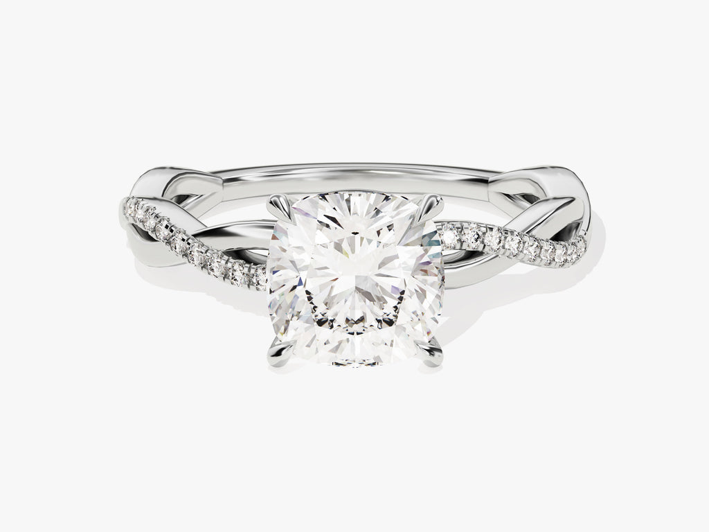 2.0CT Cushion Cut Twisted Lab Grown Diamond Engagement Ring For Her